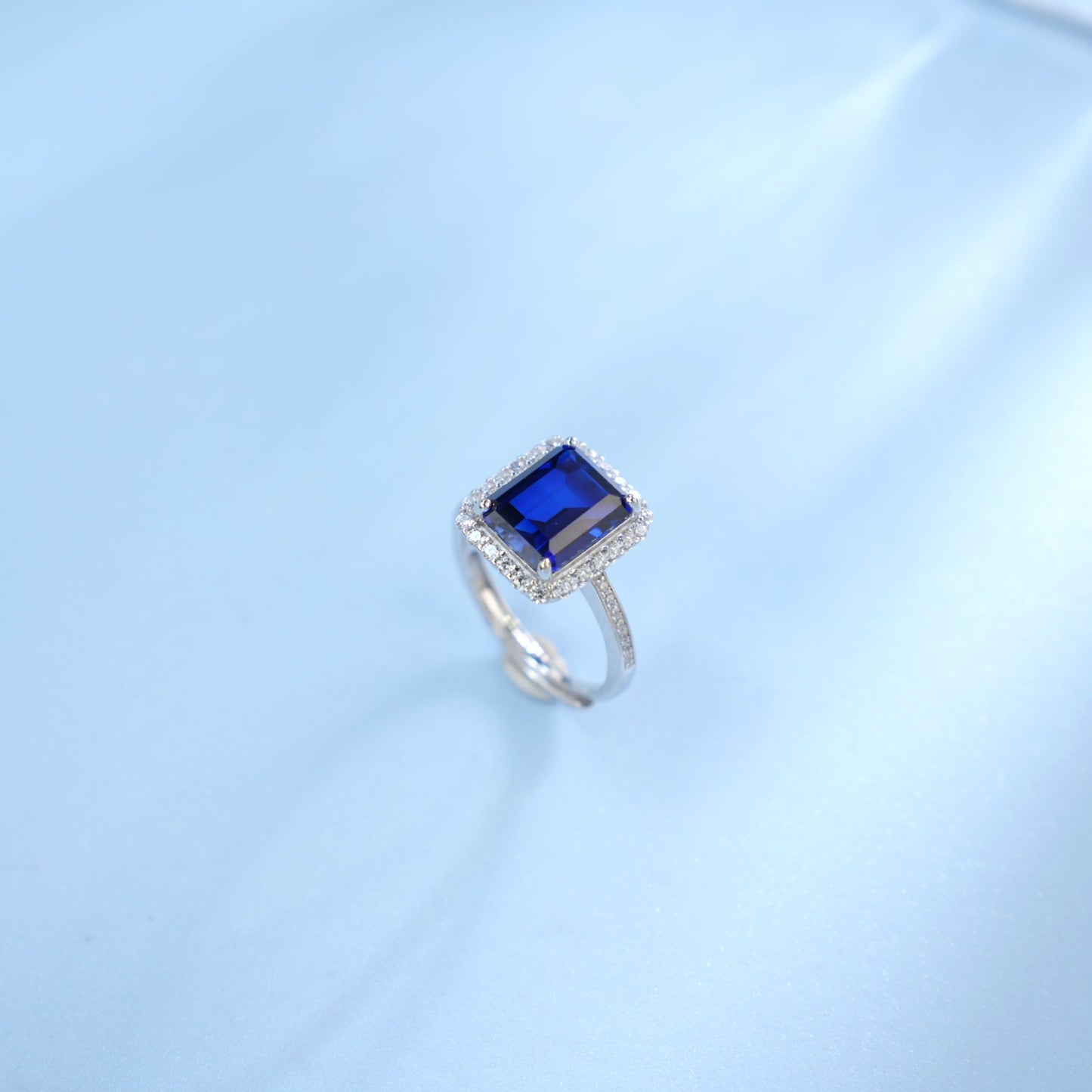 925 Sterling Silver Lab Sapphire Ring for Women, Vintage Trendy Versatile - Photo 6
