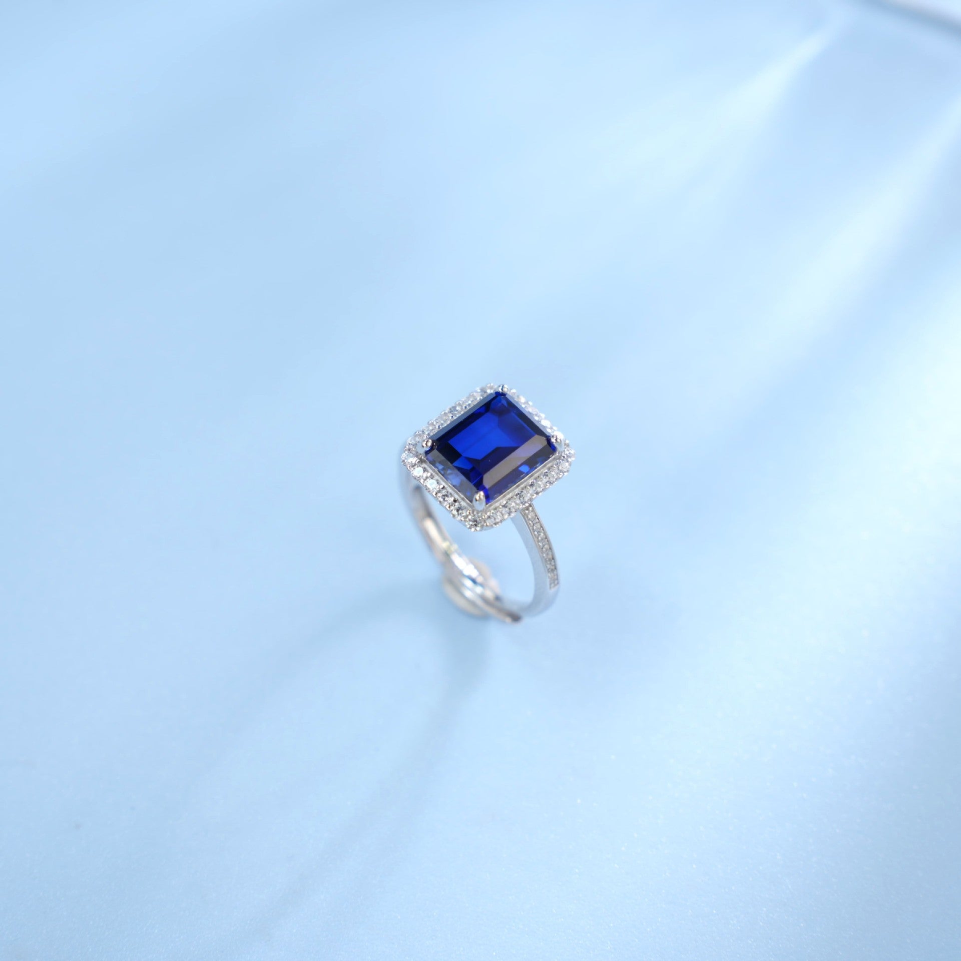 925 Sterling Silver Lab Sapphire Ring for Women, Vintage Trendy Versatile - Photo 6