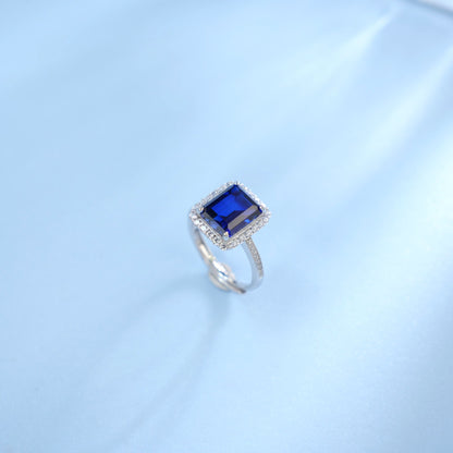 925 Sterling Silver Lab Sapphire Ring for Women, Vintage Trendy Versatile - Photo 6