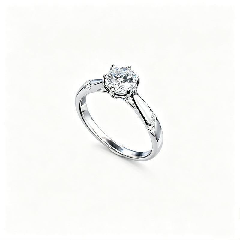 S925 Silver 6-Claw Stone Ring, Simple Proposal Wedding - Photo 5