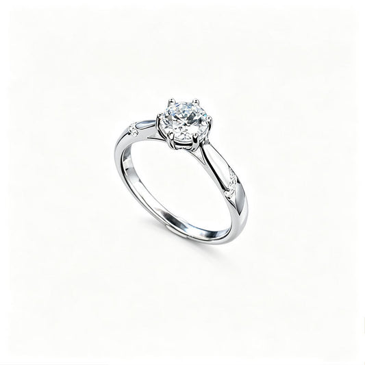 S925 Silver 6-Claw Stone Ring, Simple Proposal Wedding - Photo 5
