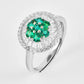 S925 Silver Cluster Emerald Flower Ring, Diamond, Vintage - Photo 2