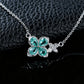 S925 Silver Paraiba Tsavorite Four-Petal Flower Butterfly, Outfit Simple - Photo 2