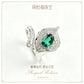 S925 Sterling Silver Oval Lab Emerald Micro-Pave Open Ring - Photo 1