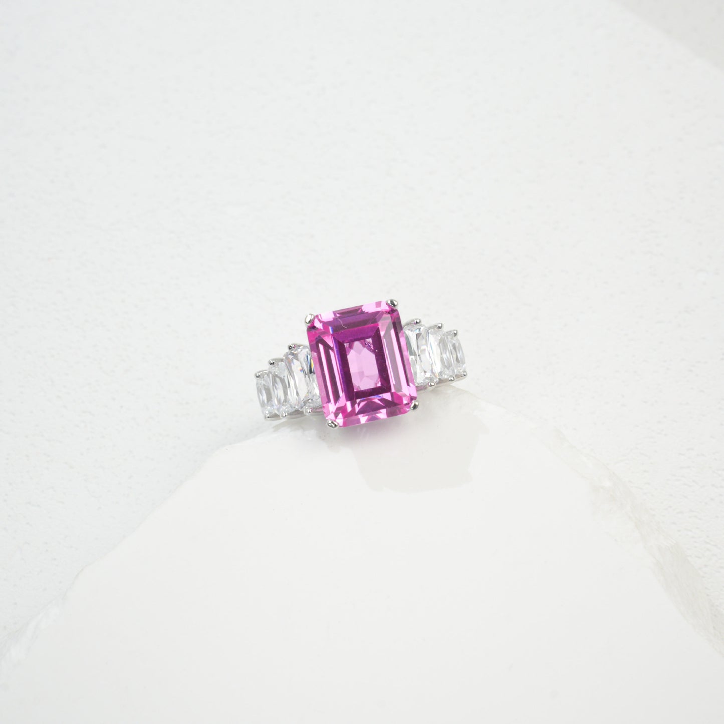 S925 Sterling Silver Lab Padparadscha Ring, Designer - Photo 6