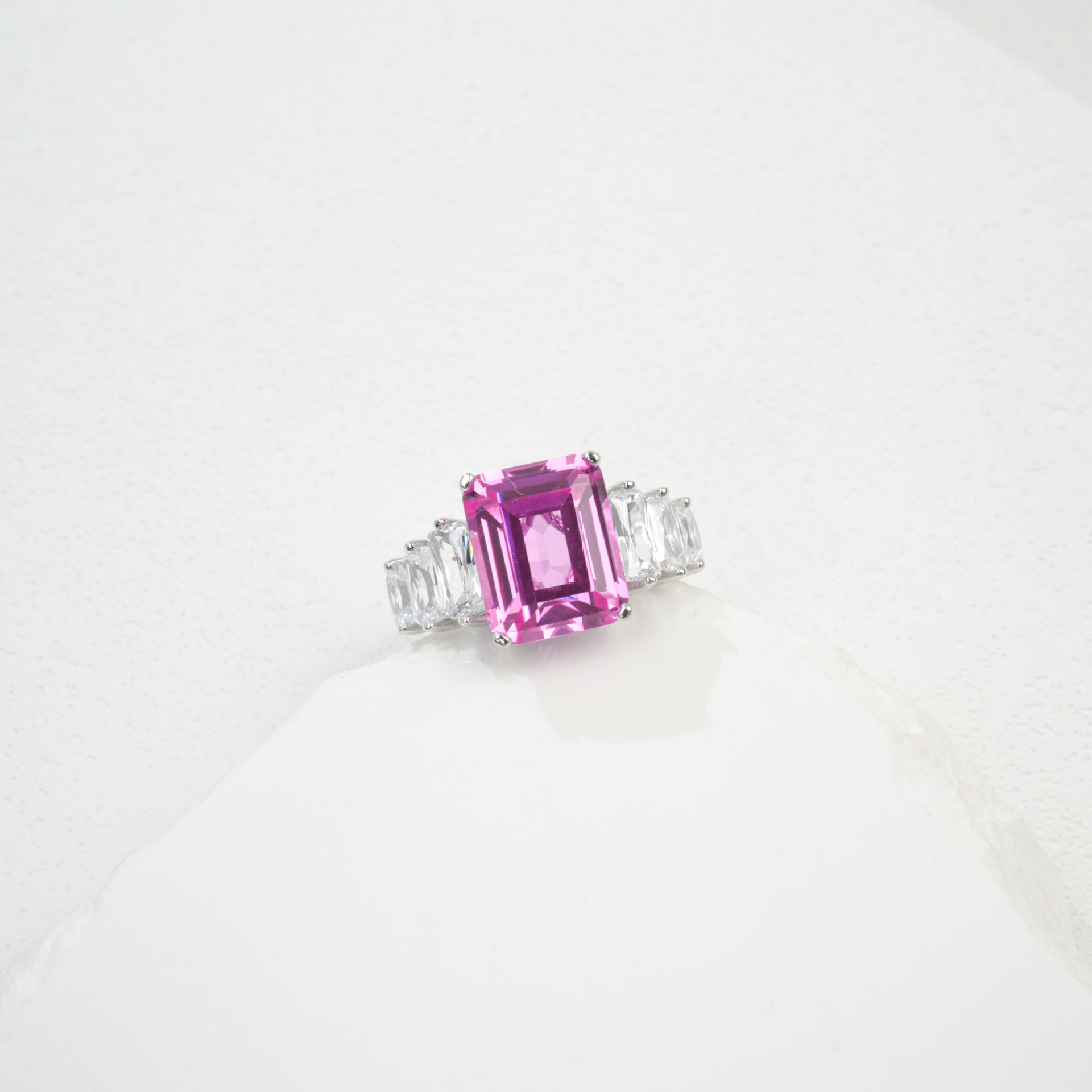 S925 Sterling Silver Lab Padparadscha Ring, Designer - Photo 6