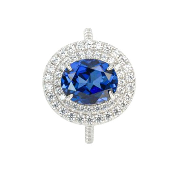 925 Sterling Silver Lab Sapphire Diamond Ring, Minimalist for Women - Photo 1