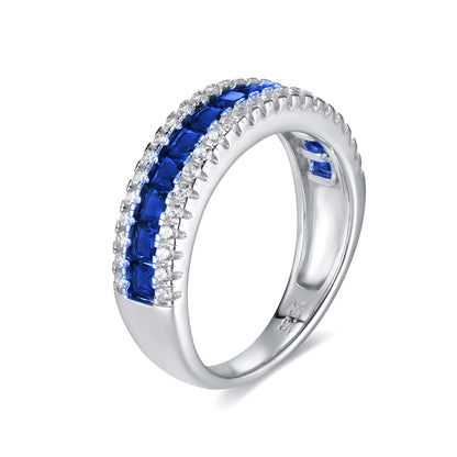 Lab Sapphire Ring in S925 Sterling Silver, Versatile Ring - Photo 5