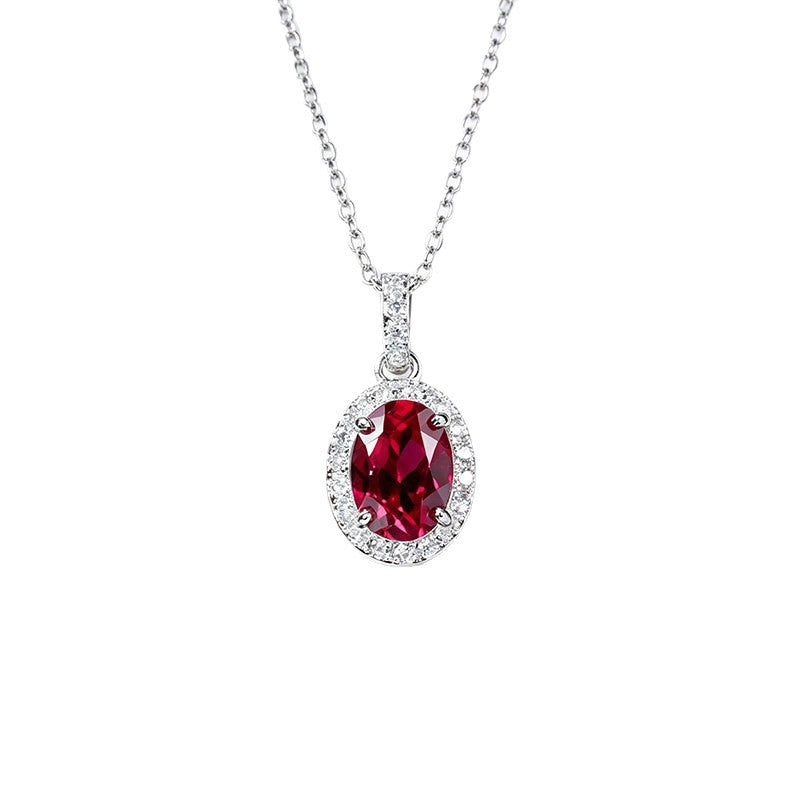 Simple Ruby Silver Necklace, Small Anniversary Birthday - Photo 5