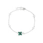 S925 Silver Four-Leaf Clover Lab Emerald Bracelet, Full Diamond Flower - Photo 5