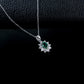 S925 Silver Oval Lab Sapphire Sunflower Diamond Pendant Necklace, Classic - Photo 3