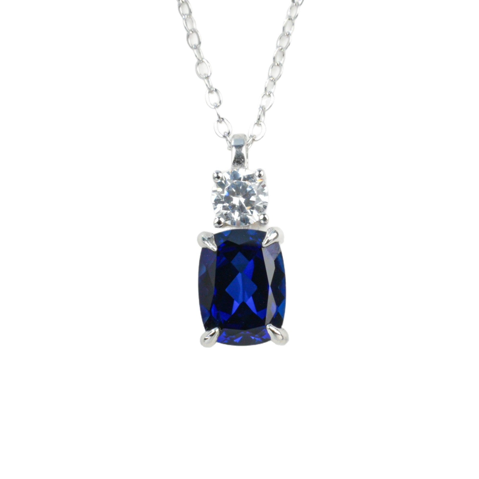 S925 Sterling Silver Lab Sapphire Necklace, Versatile Girlfriend Gift - Photo 5
