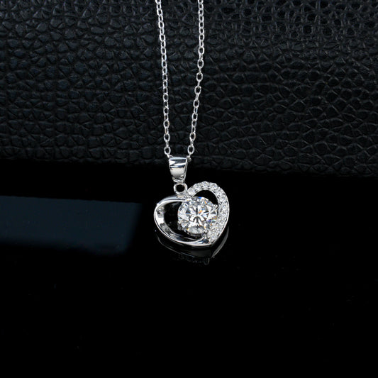 925 Sterling Silver Lab Diamond Necklace, Designer Minimalist - Photo 3