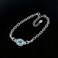 S925 Silver Oval Paraiba Tsavorite Bracelet, Full Diamond Halo - Photo 3