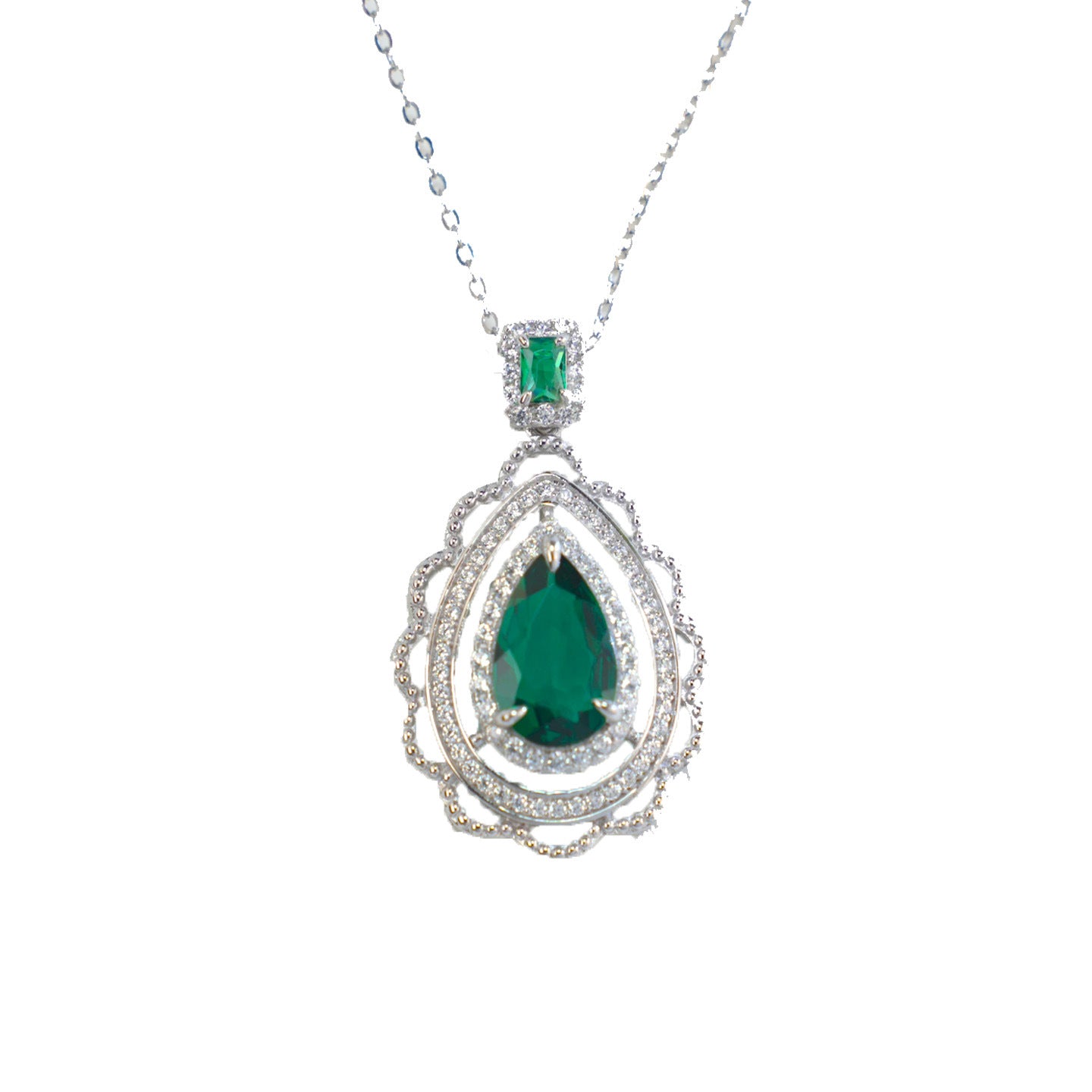 S925 Silver Emerald Beautiful Necklace Pendant - Photo 5