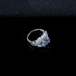 Lab Sapphire Ring S925 Sterling Silver Oval Diamond Hollow Design, Women's Evening Wedding - Photo 3