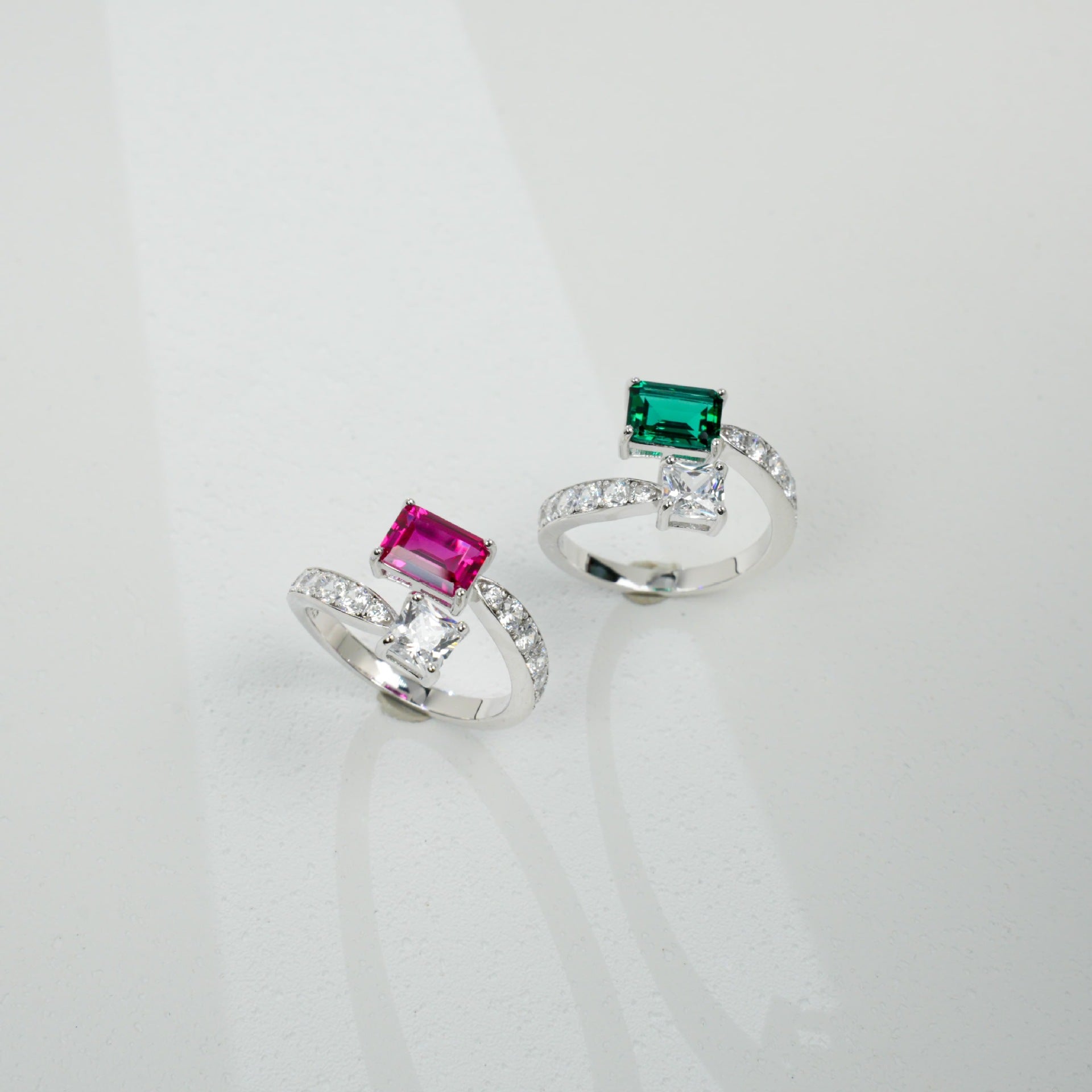 925 Sterling Silver Lab Emerald Cross-Arm Ring, Premium Versatile Bestie - Photo 4