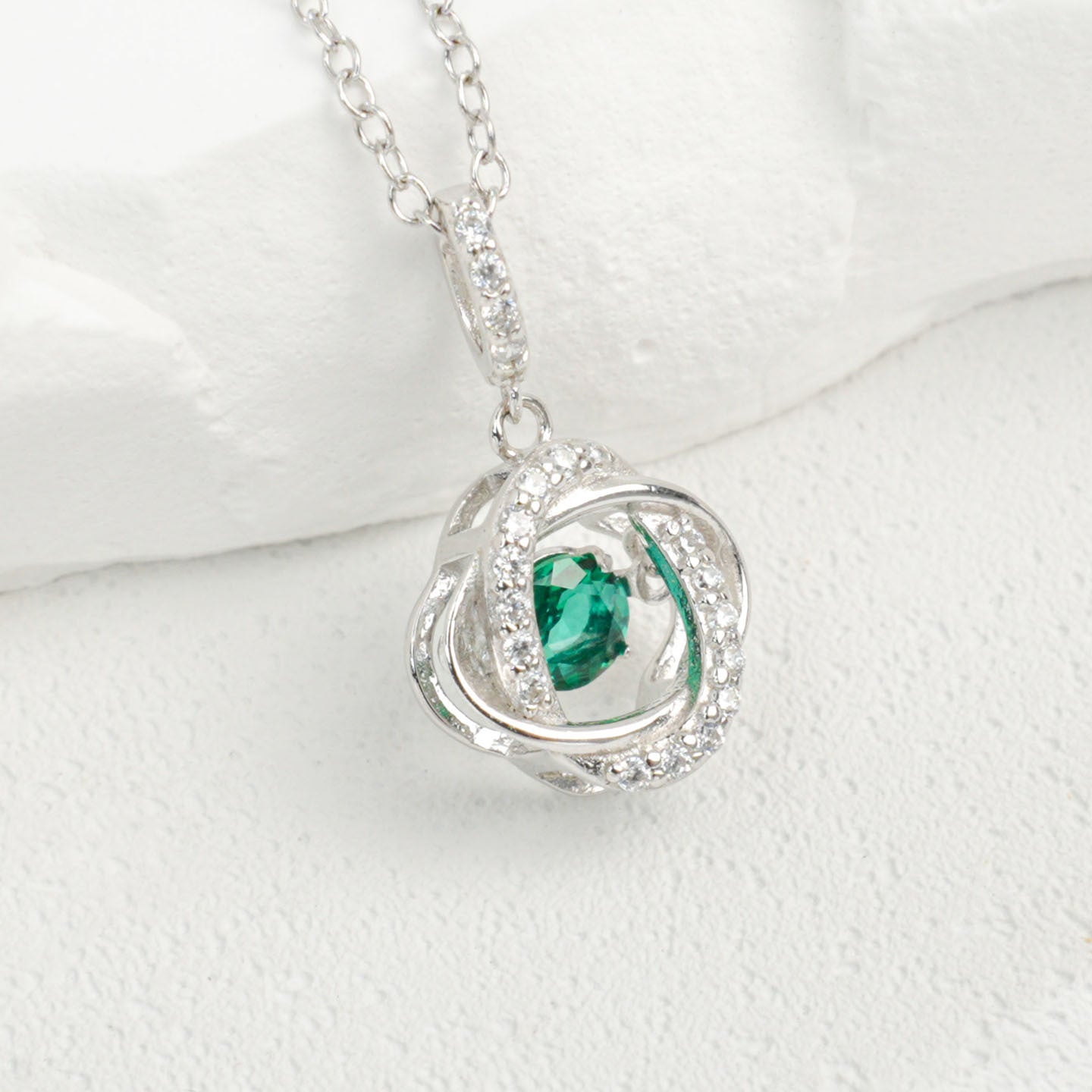 S925 Sterling Silver Lab Emerald Planet Necklace, Minimalist Gift for Women - Photo 4