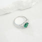 S925 Sterling Silver Lab Emerald Halo Ring, Premium Delicate Gift - Photo 4