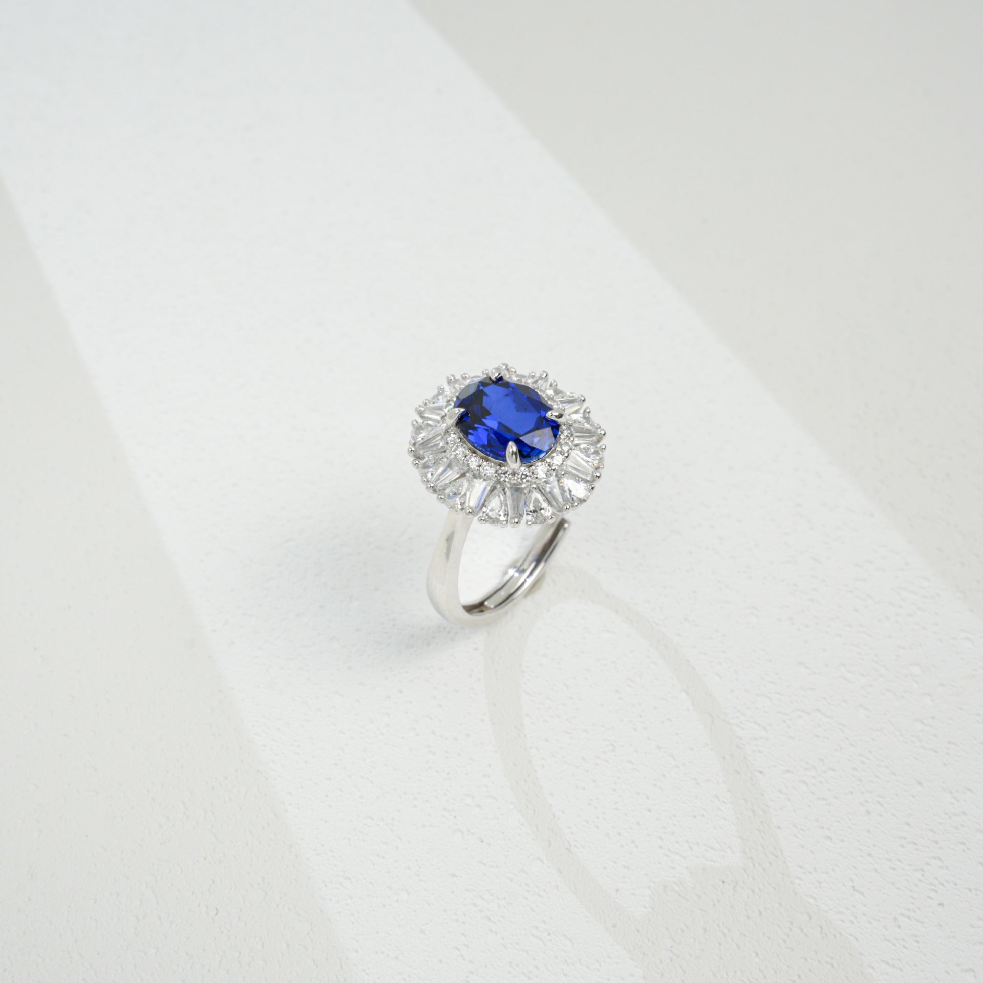 Lab Sapphire 925 Silver Ring Oval Centre, Luxurious Premium Vintage - Photo 3