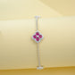 S925 Sterling Silver Lab Ruby Four-Leaf Clover Pave Bracelet, Premium - Photo 2