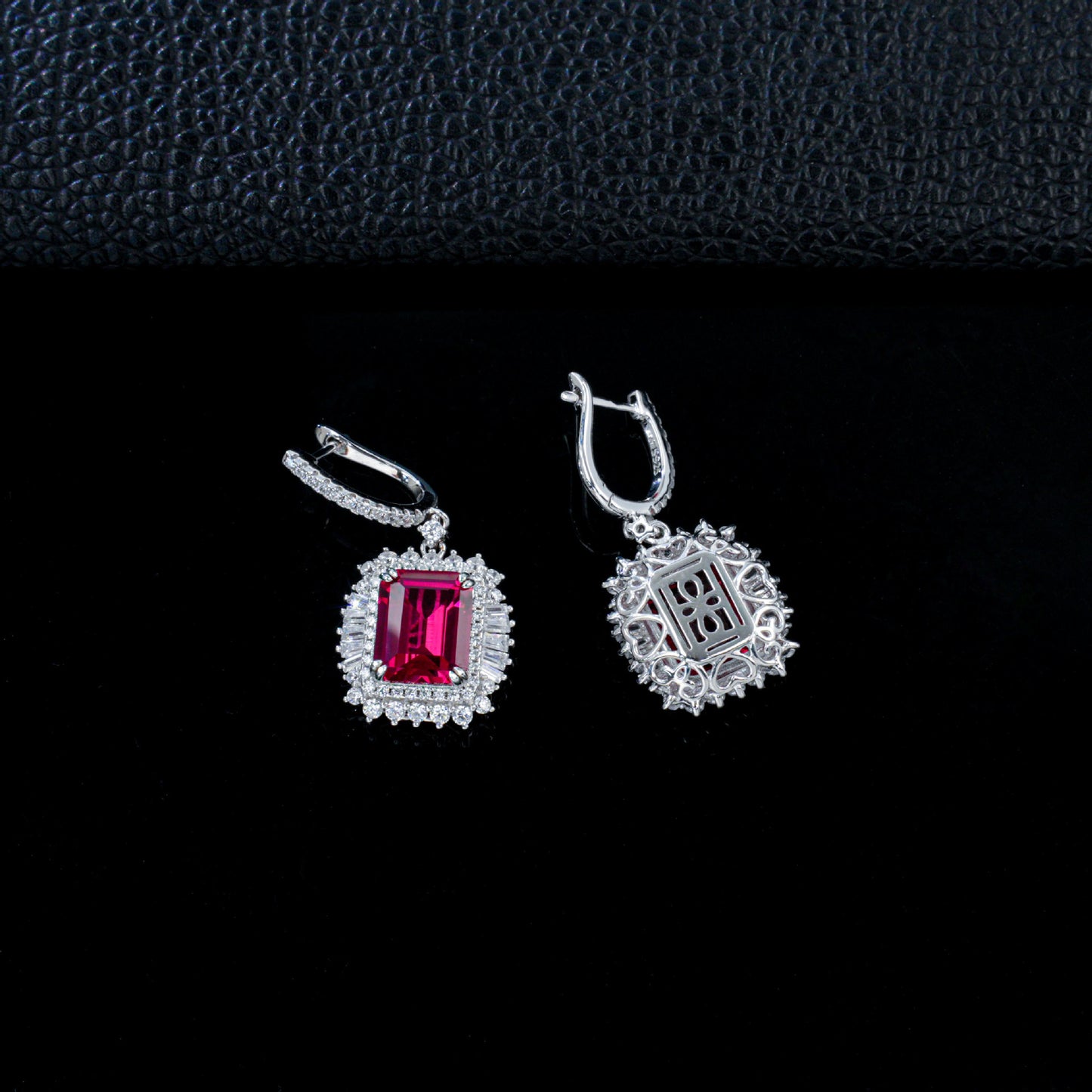 S925 Silver Pigeon Blood Lab Ruby Long Drop Ear Cuff, Formal Premium Gift - Photo 3