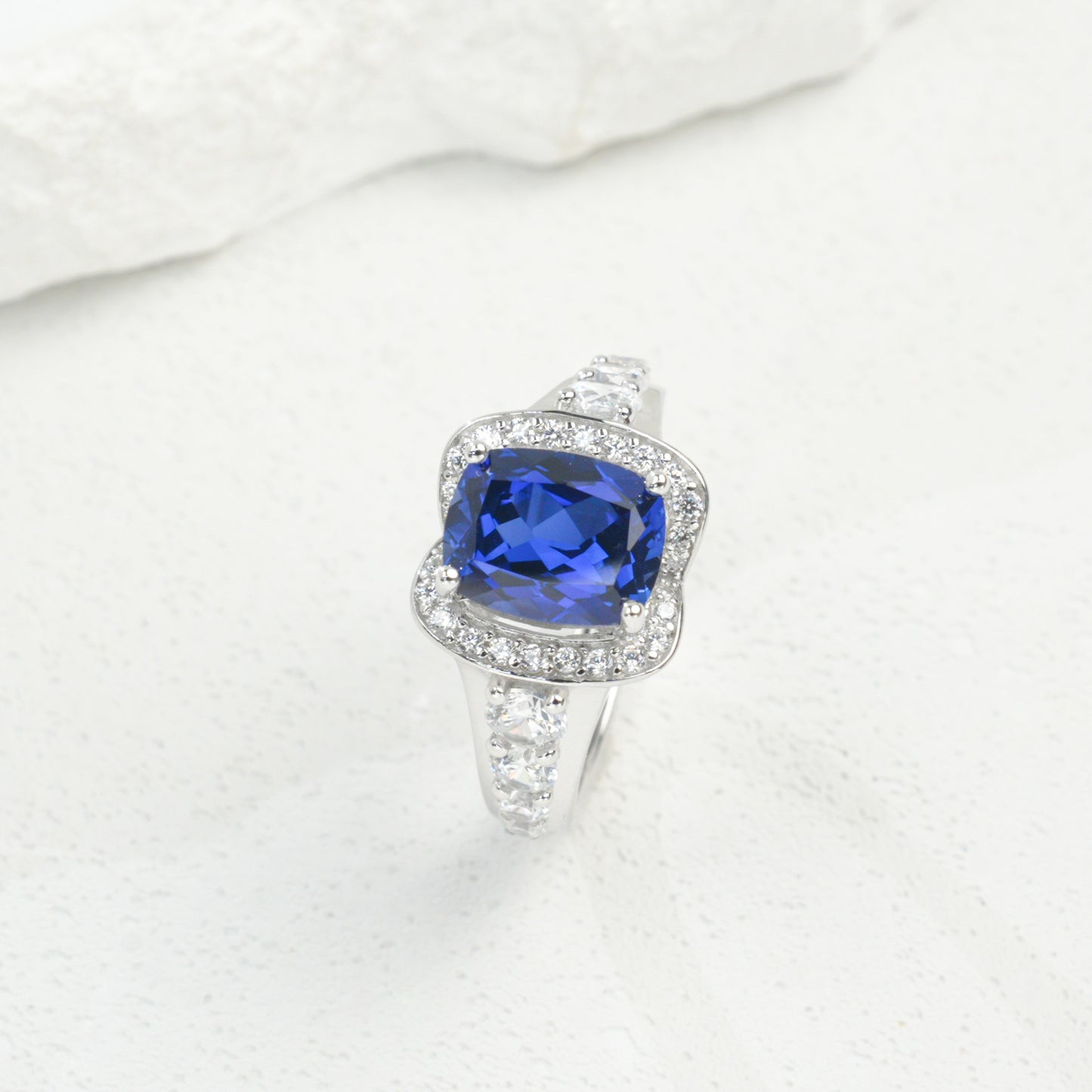 S925 Sterling Silver Lab Sapphire Ring for Women, Versatile - Photo 6