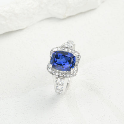 S925 Sterling Silver Lab Sapphire Ring for Women, Versatile - Photo 6