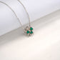 S925 Sterling Silver Lab Emerald Four-Leaf Clover Necklace, Fresh Versatile - Photo 2