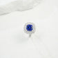 S925 Sterling Silver Lab Sapphire Cushion Halo Ring, Valentine Birthday Gift for Girlfriend - Photo 3