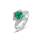 Lab Emerald 925 Silver Ring for Women, Luxurious Premium Vintage - Photo 1