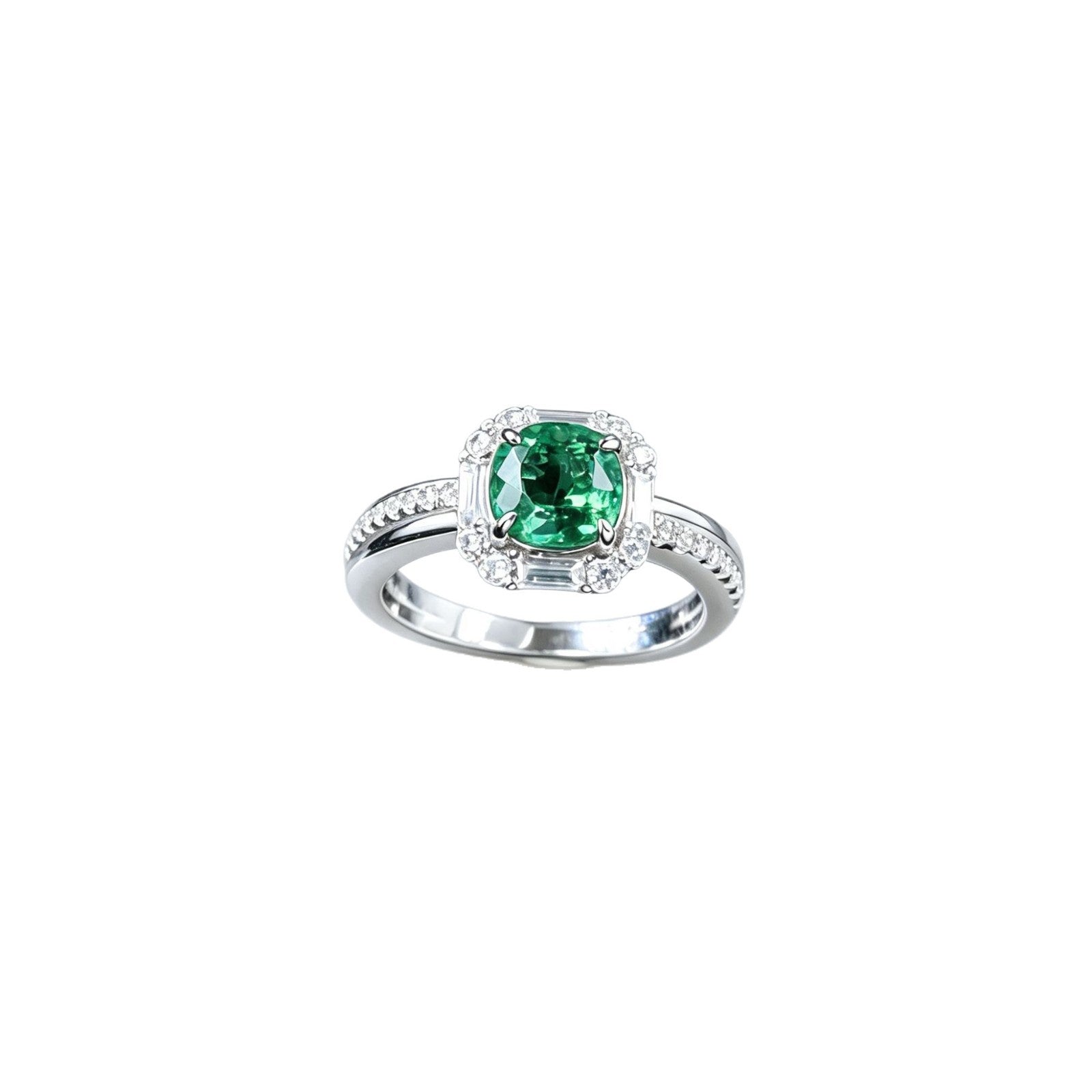 S925 Silver Round Lab Emerald Vintage, Evening Anniversary Gift - Photo 5