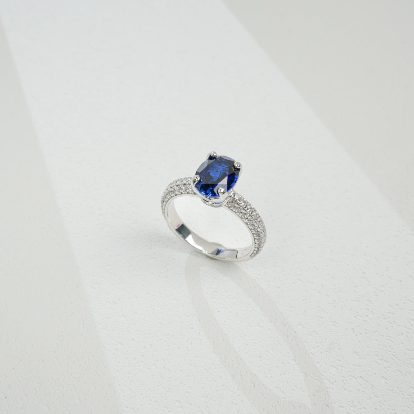 S925 Silver Sapphire Ring Lab coloured Gemstone Cut, Versatile - Photo 4