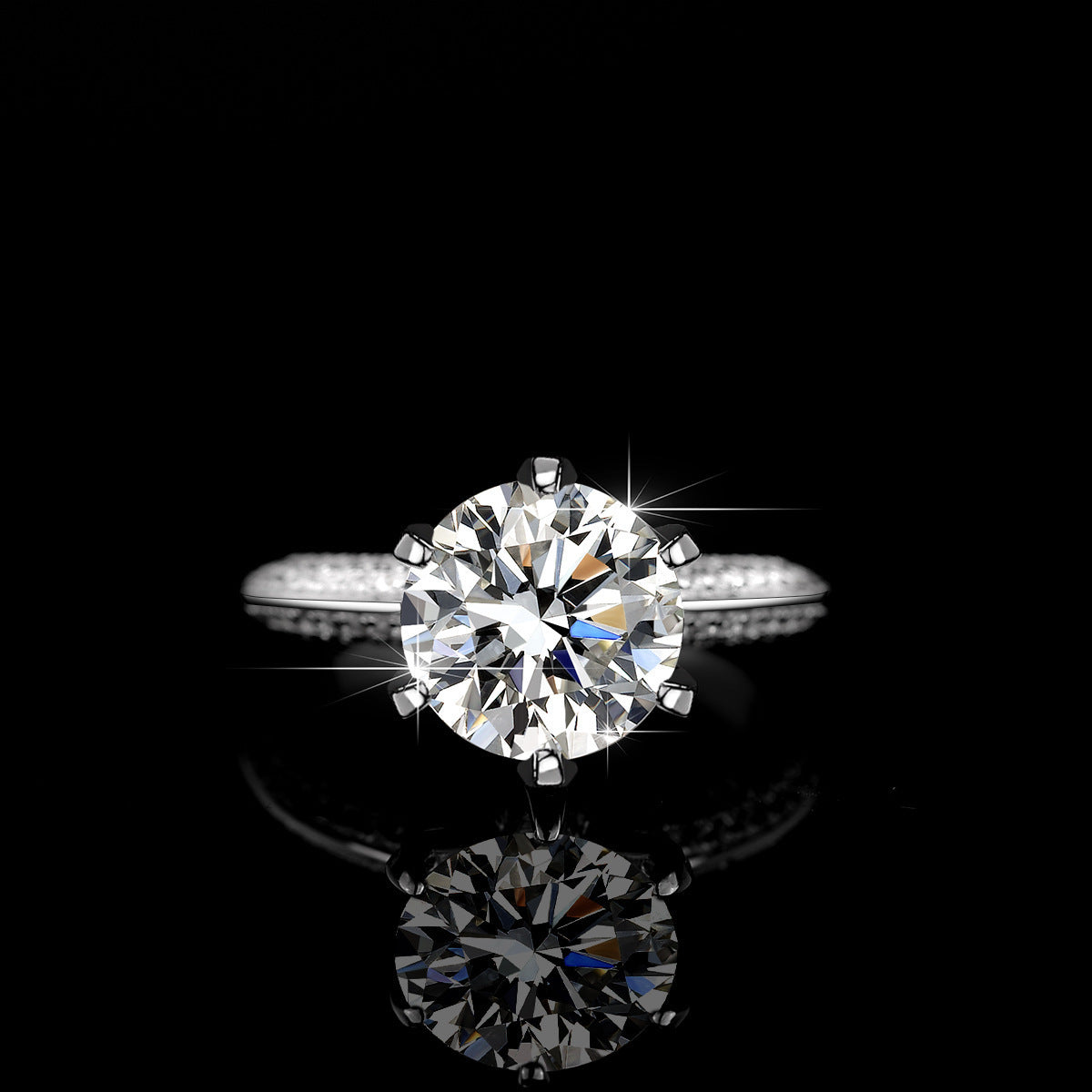 1-Carat S925 Sterling Silver Lab Diamond Six-Prong Ring, Classic Engagement Gift for Women - Photo 2