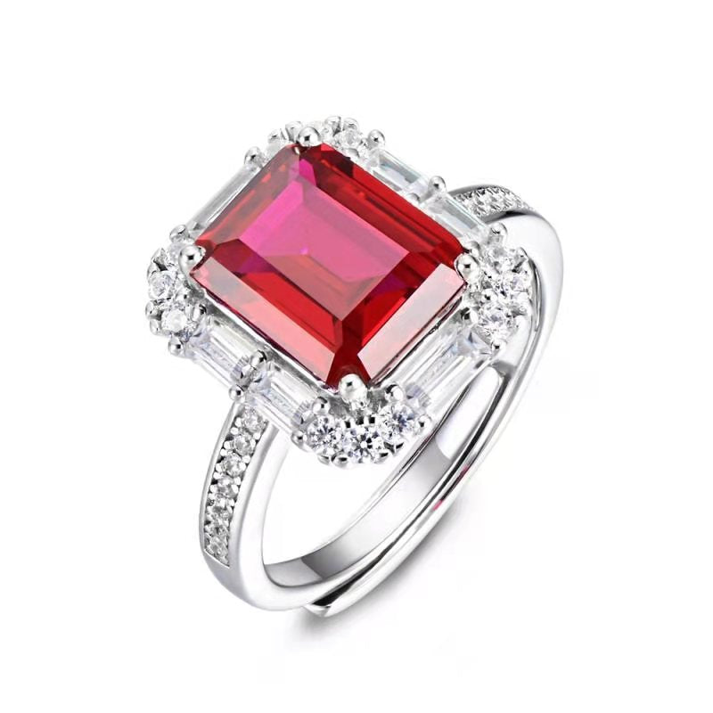 S925 Sterling Silver Lab Pigeon Blood Ruby Ring, Versatile Designer - Photo 5