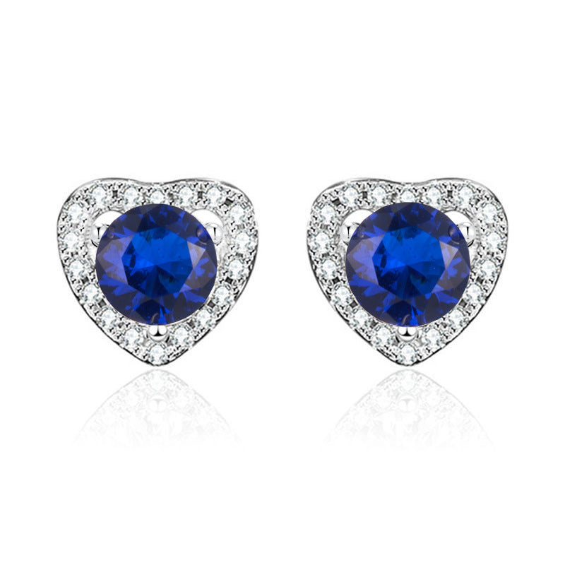 925 Sterling Silver Lab Sapphire Heart Earrings, Live-Hot for Women - Photo 5