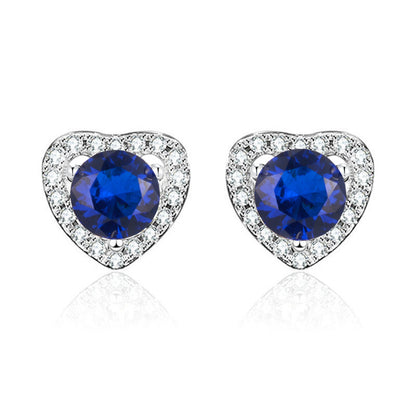 925 Sterling Silver Lab Sapphire Heart Earrings, Live-Hot for Women - Photo 5