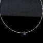 S925 Sterling Silver Lab Sapphire Teardrop Choker Necklace, Minimalist Premium - Photo 3