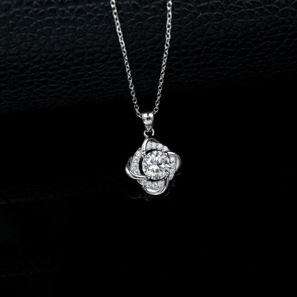 S925 Silver Pinwheel Twisted Pendant 4-Claw Centre Surround Setting, Design Elegant - Photo 2