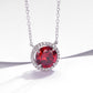 Round Pigeon Blood Ruby Pendant Necklace S925 Silver Diamond - Photo 1