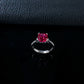 S925 Silver Cushion Ruby Ring 4-Claw Setting, Bold Proposal Engagement - Photo 2