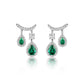 S925 Silver Crescent Arc Ear Cuff Double Teardrop Lab Emerald Diamond Halo, Evening - Photo 5
