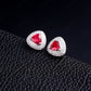 S925 Silver Triangle Lab Ruby Full Diamond Stud Earrings, Skin-Brightening Earrings - Photo 2