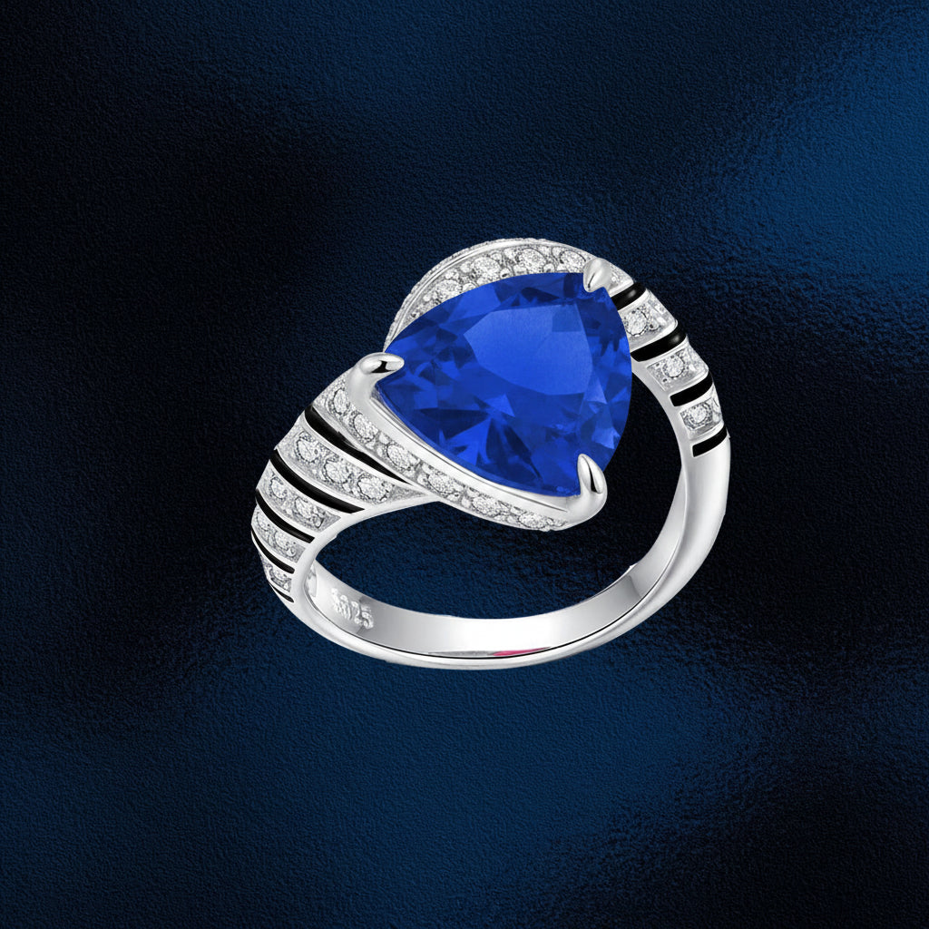 Big Carat Lab Gemstone Ring, Bold Royal Blue - Photo 2