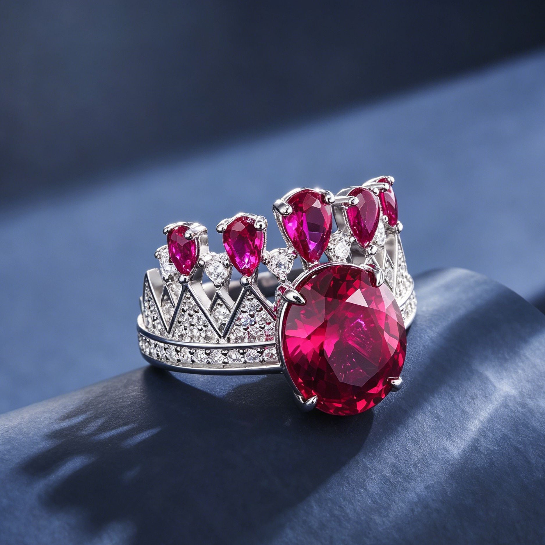 S925 Sterling Silver Lab Ruby Ring, Versatile Premium Design - Photo 4