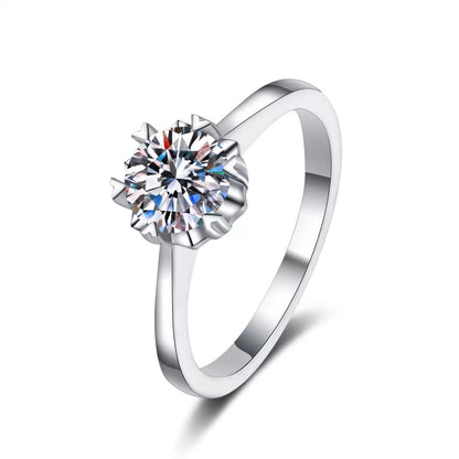 S925 Silver Heart 6-Claw Ring, Romantic Proposal Engagement - Photo 5