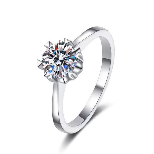 S925 Silver Heart 6-Claw Ring, Romantic Proposal Engagement - Photo 5