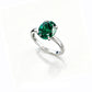 925 Sterling Silver Lab Emerald Oval Four-Prong Ring, Premium - Photo 1