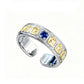 S925 Sterling Silver Lab Sapphire Open Ring, Vintage Versatile - Photo 1