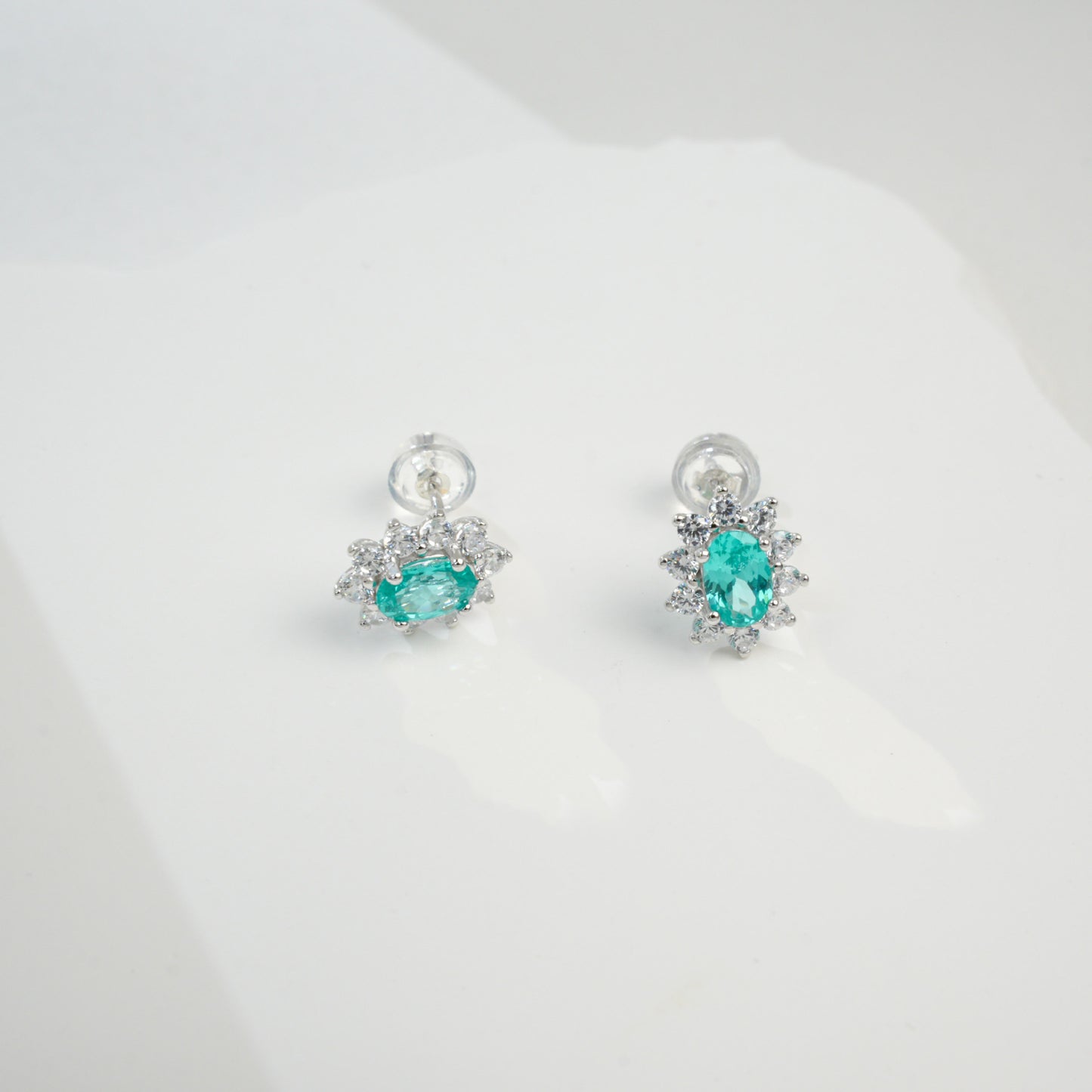 S925 Sterling Silver Paraiba Colour Tsavorite Earrings, Simple Versatile Premium - Photo 3